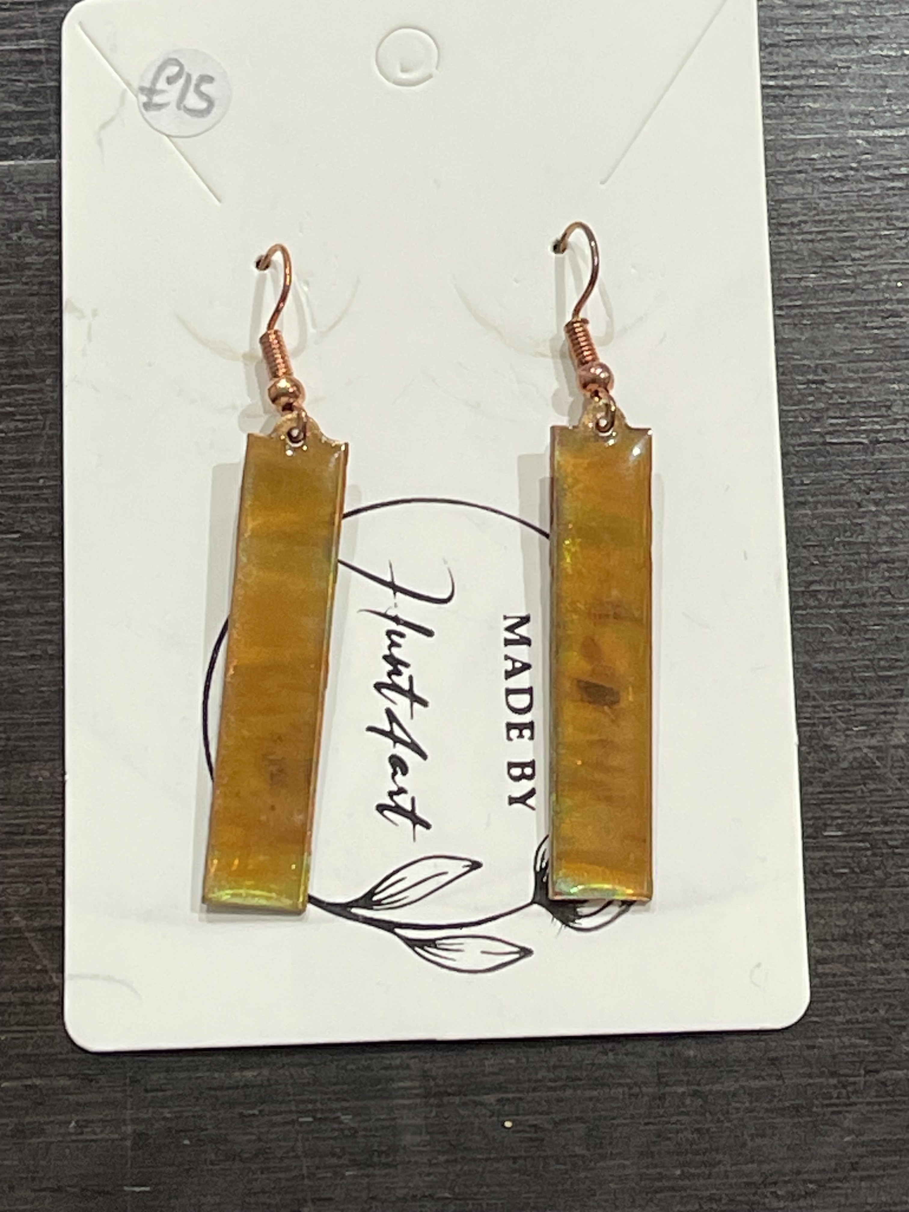 Earrings real copper burnished