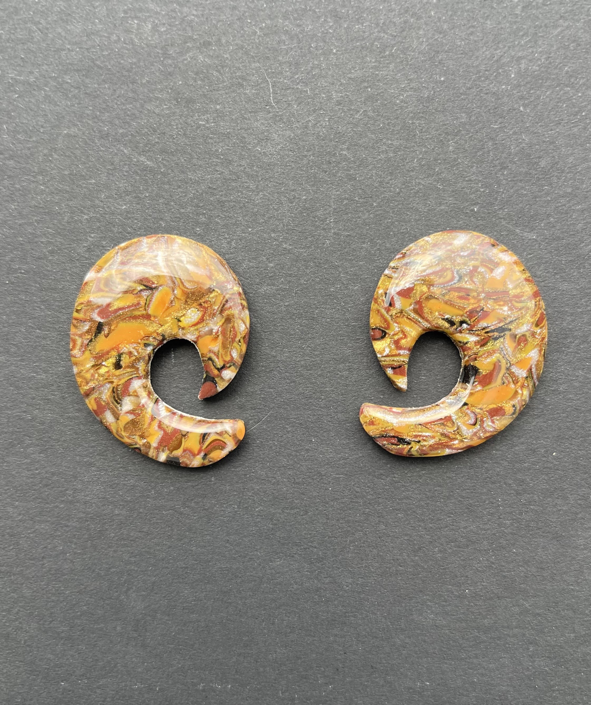 Amber molten crescent studs
