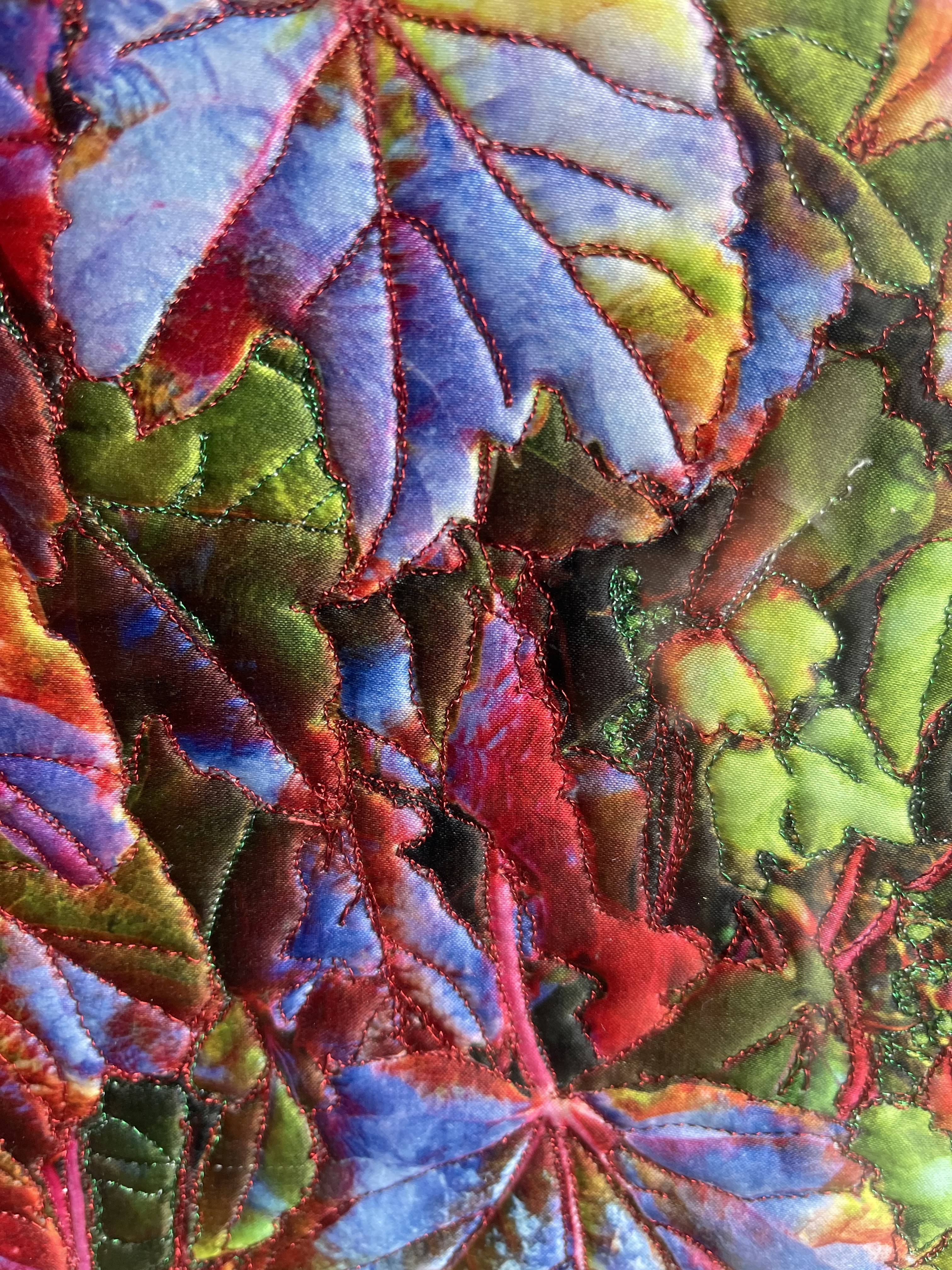 Virginia creeper - Quilted textile art image 2