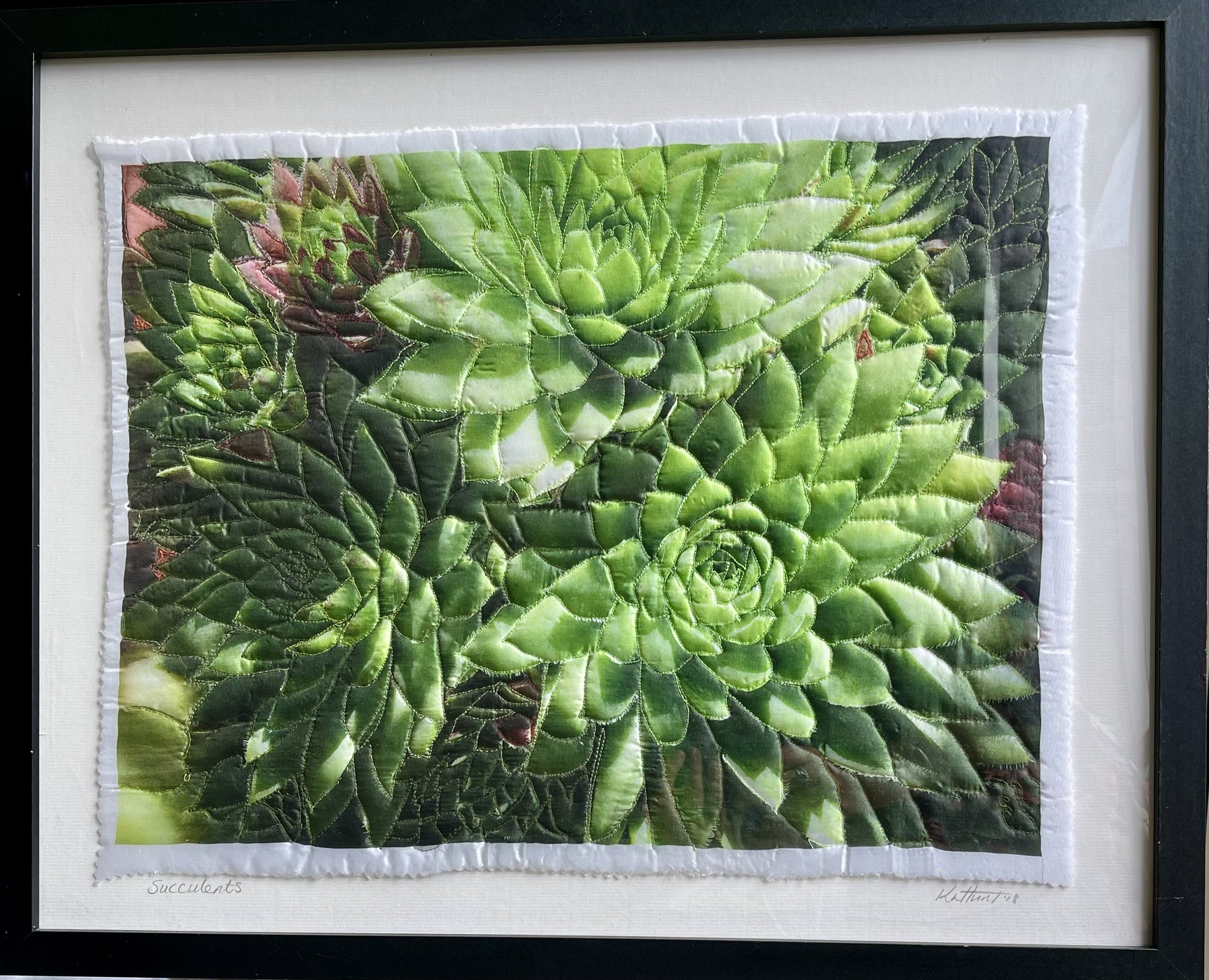 Succulents -Quilted Textile Art